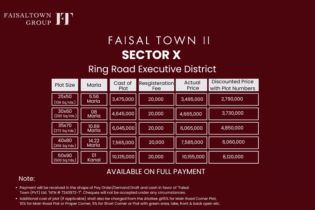 faisal town phase 2 (sector x payment plan)